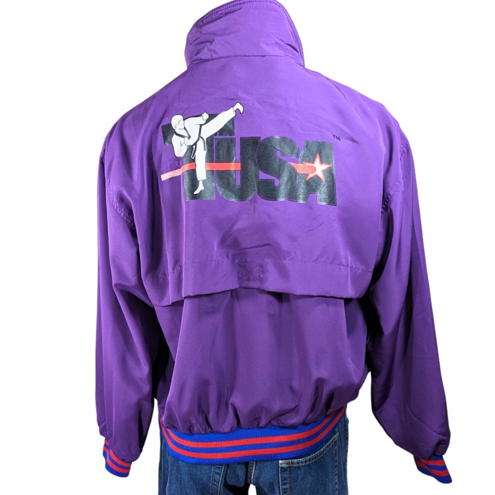 USA Karate Size M/L Purple Zip Up Vintage 80s Jacket Coat MINT - Picture 5 of 14